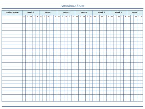 Attendance Sheet Template For Students And Employees