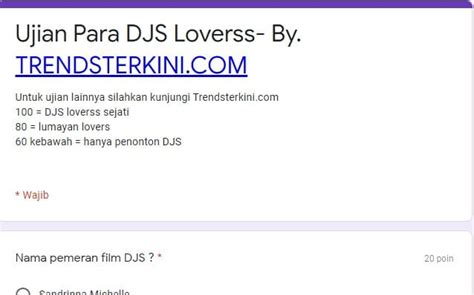16,566 likes · 56 talking about this. Link Ujian Para DJS Lovers Google Form Docs Terbaru - Indonesia Meme