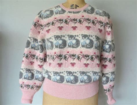 Vintage Pink Sweater Fairy Kei Kawaii Kitten Wool Sweater Pink