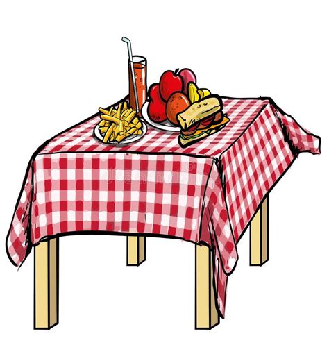 Illustration Of A Picnic Table With Food On It Stock Vector
