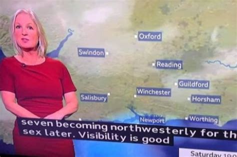 Bbc Weather Woman Sam Fraser Blushes As Subtitles Claim She Said Sex