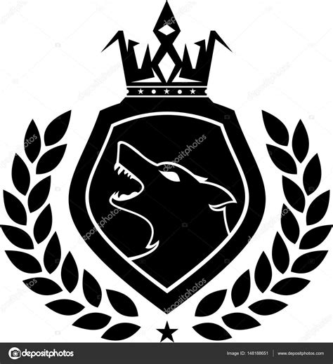 Logo Emblem Wolf On Shield With Crown Stock Vector Image By ©anyaran
