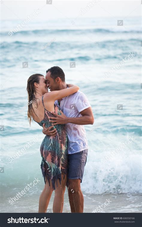 Wet Passionate Couple Kissing On Shore Stock Photo Shutterstock