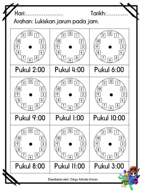 latihan matematik mengenal masa dan waktu prasekolah 14  KitPraMenulis