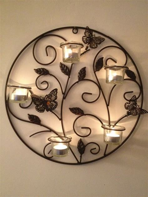 6 Piece Butterfly Metal Wall Art Sconce Tea Light Candle Holder Large