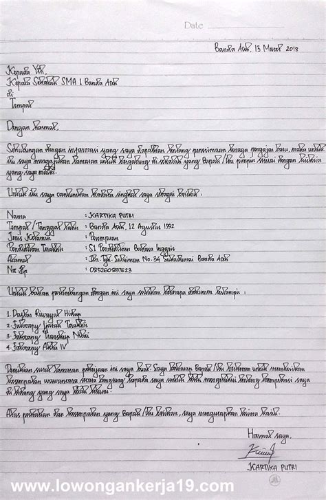 Contoh Surat Lamaran Kerja Yang Baik Dan Benar Terbaru - Delinewstv