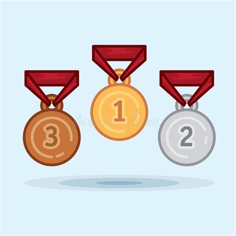 Vector Illustration Set Medal Winner Award Champion Stock Vector