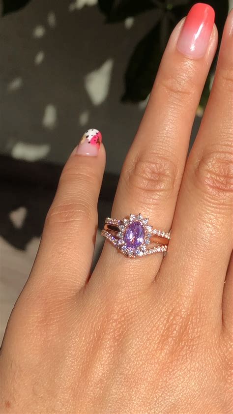 Ooak Purple Sapphire Engagement Ring Diamond Wedding Bands By La More