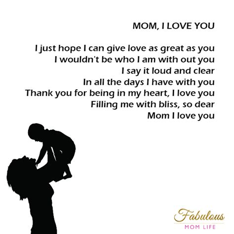 Mothers Day Poem Mom I Love You Fabulous Mom Life