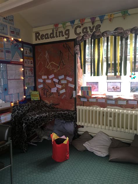 Classroom Display Ks2 Board Year 3 Reading Corner Area Stone Age Cave