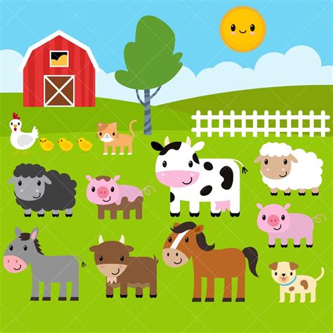 Farm Animals Clipart Farm Clip Art Barnyard Animals Etsy