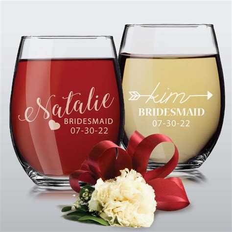 etched stemless wine glasses personalized wine glass custom etsy