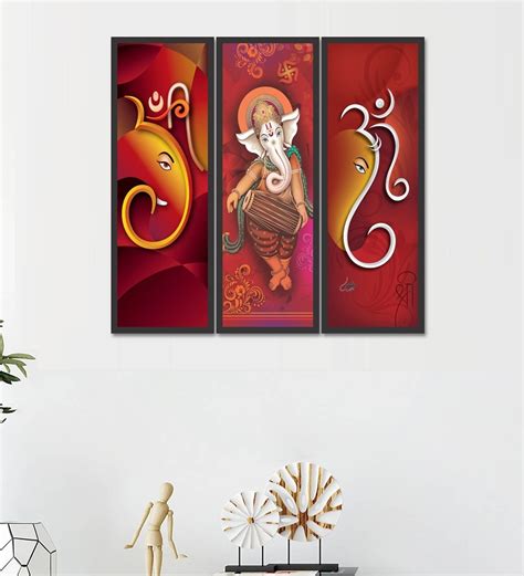 Buy Multicolour Mdf Framed Ganesha Art Panel By Go Hooked Online