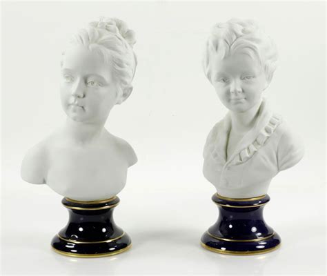 Pair Of French Limoges Busts Porcelain 16 H Overall Provenance
