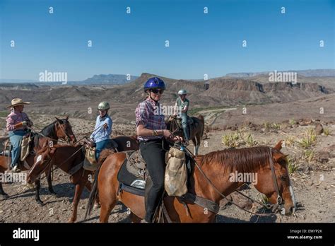 Horseback Riding In Big Bend Ranch State Park Texas Usa Stock Photo