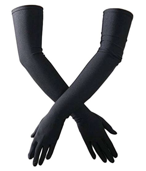 Buy Nandini Black Cotton Casual Full Arm Length Gloves For Women Pack