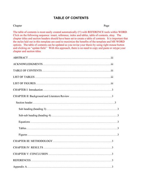 Contents Page Word Template Professional Template For Business
