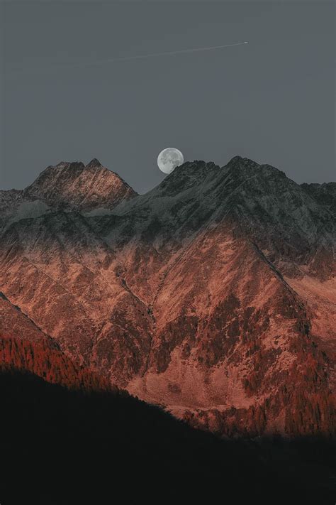 Moon Mountain Wallpaper Hd