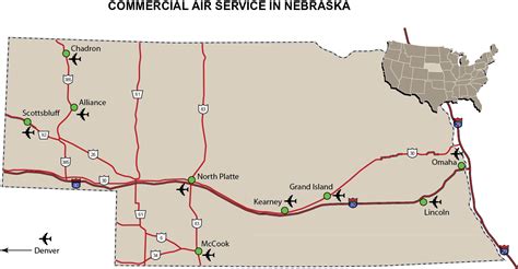 Airports In Nebraska Map World Map Gray