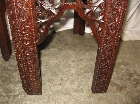 Very Ornate Lots Detail Wood Carving 6 Sided Lamp Table For Sale