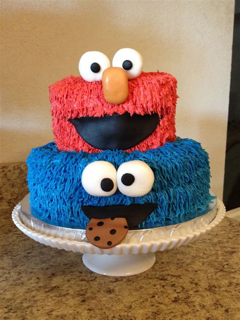 Sesame Street Cake Elmo And Cookie Monster Birthday Cake Elmo