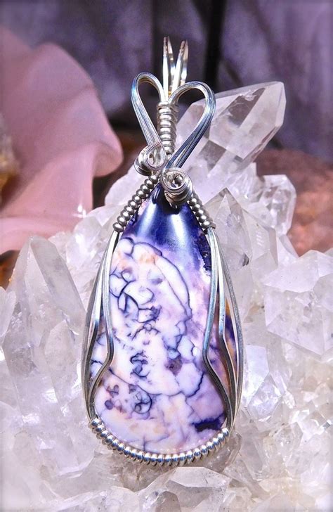 Wire Wrapped Tiffany Stone Pendant In Argentium 935 Silver Etsy