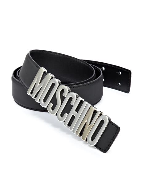 Moschino Logo Buckle Leather Belt In Black For Men Lyst