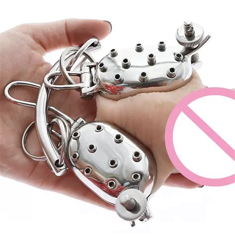 Evil Shells Stainless Steel Ball Stretcher And Ball Crusher Spiked Cbt Cock Ring Ball Torture
