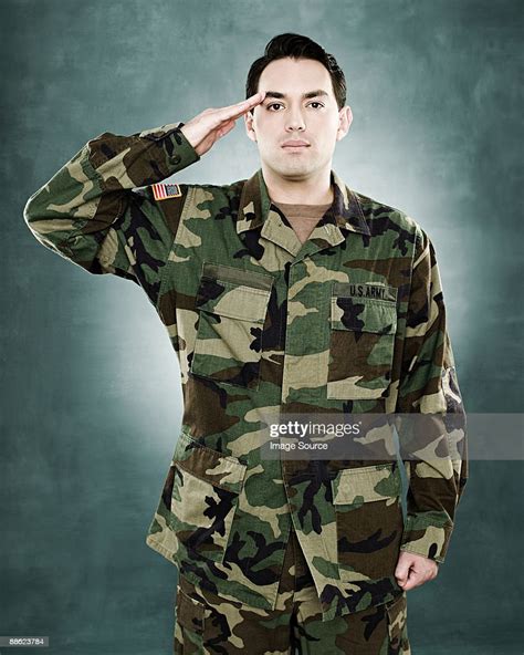 Portrait Of A Soldier Saluting High Res Stock Photo Getty Images