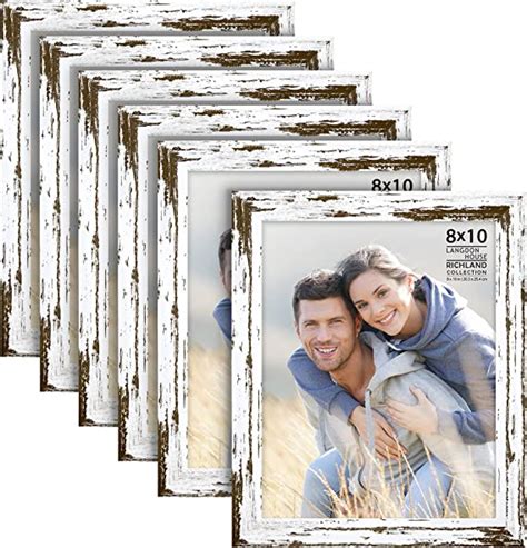 Langdon House 8x10 Picture Frames Distressed White 6 Pack