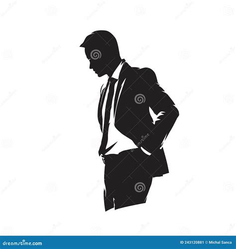 Sad Businessman Silhouette Isolated Vector Illustration Man In Suit