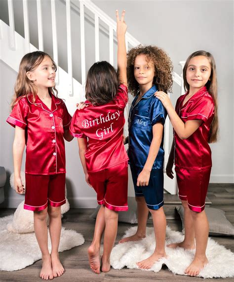 50 Off Set Of 5 Kids Satin Pajamas Flower Girl Pajamas Etsy
