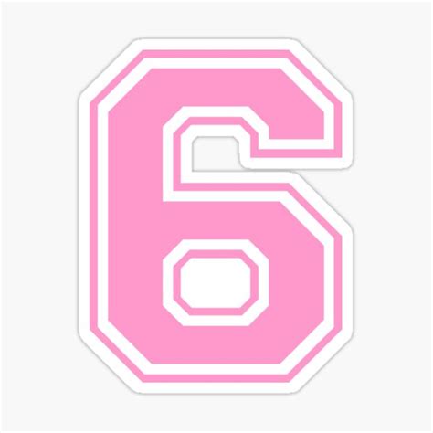 Varsity Team Sports Uniform Number 6 Pink Sticker For Sale By