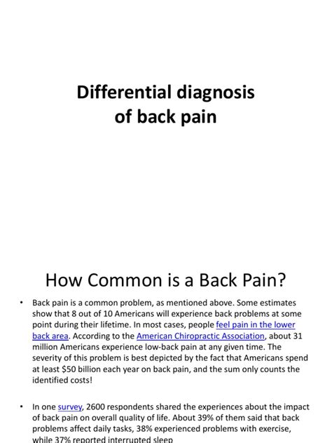 Differential Diagnosis Of Back Pain Clinical Medicine