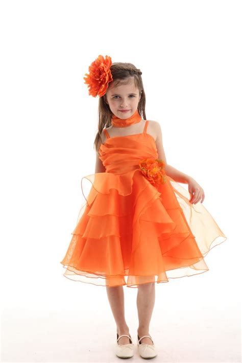 Orange Flower Girl Dress Ideal Weddings Little Girls Easter Dresses