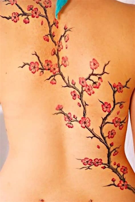 Cherry Blossom Tree Tattoo On Girl Full Back