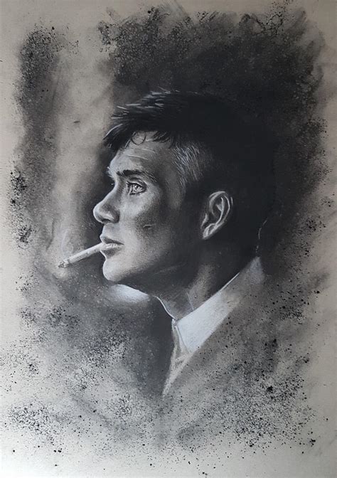 Thomas Shelby Smoking Drawn With Charcoal Rpeakyblinders