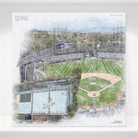 Dodger Stadium Baseball Stadium Print Sketch Los Angeles Dodgers