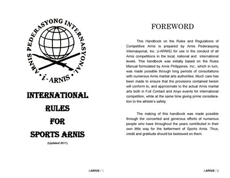 Arnis I Arnis For Use In The Conduct Of All Arnis Competitions In