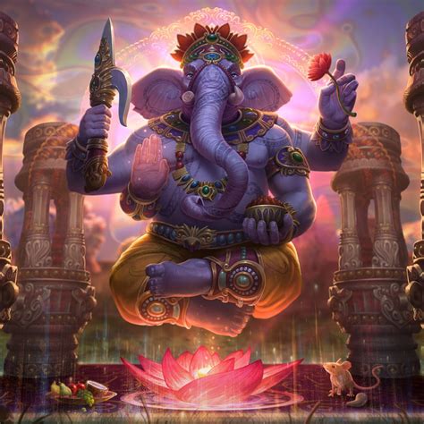Download Wallpaper Elephant Art Lotus Ganesha Jon Neimeister
