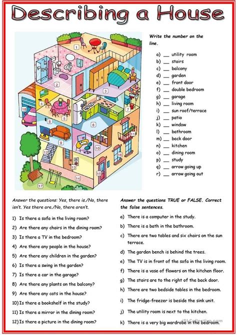 picture description house english esl worksheets