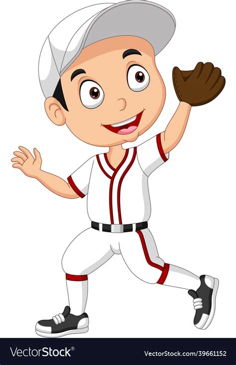 Cartoon Little Boy Playing A Baseball Royalty Free Vector