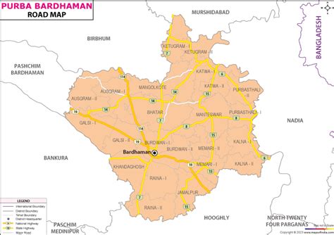 Purba Bardhaman Road Map 