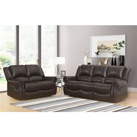 Abbyson Living Toya 2 Piece Faux Leather Reclining Sofa And Chair