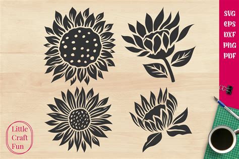 Silhouette Sunflower Svg 1394 File Svg Png Dxf Eps Free Free
