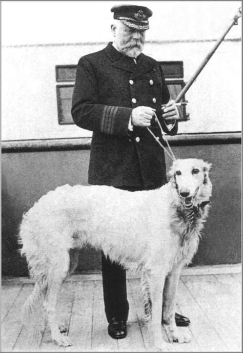 The Titanics Captain Smith Holding A Russian Wolfhound Called Ben