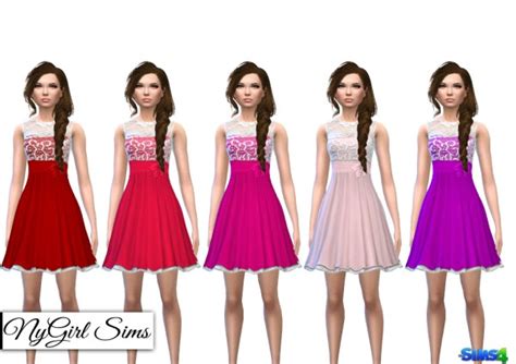 Ny Girl Sims Layered Lace Flare Dress Sims 4 Downloads