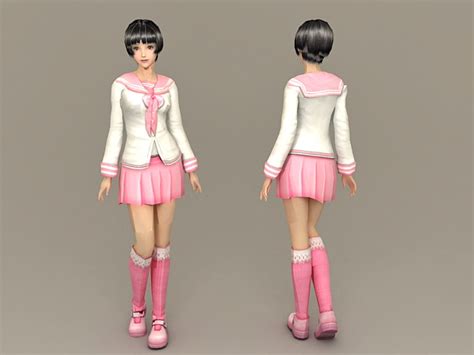 Cute Schoolgirl 3d Model 3ds Max Files Free Download Modeling 37236