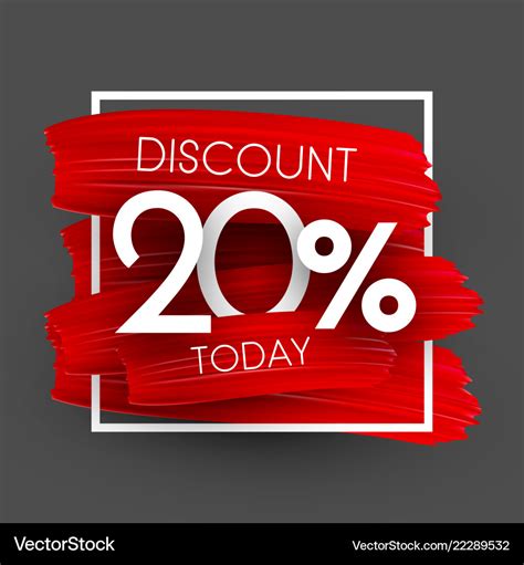 Sale 20 Discount Promo Poster With Red Brush Vector Image