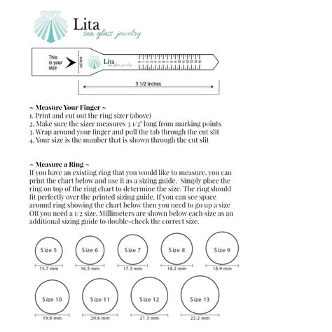 Downloadable Ring Sizer Ring Sizer Ring Size Guide Print Your Own